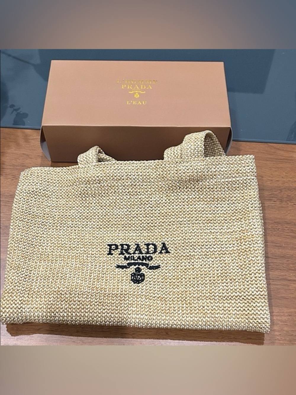 LIKE NEW PRADA MILANO Crochet Raffia Woven Tote Bag - Picture 4 of 6